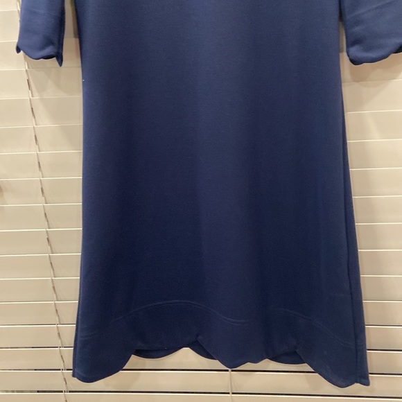Vera Fishbaugh Navy Blue Understated Elegant Dress w/ Detail on Sleeves/Hem szS - Picture 5 of 9